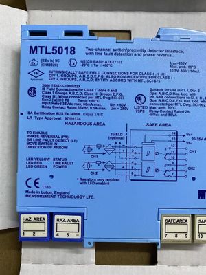MTL5018 INTERFACE SWITCH/PROXIMITY DETECTOR dwukanałowy, z wykrywaniem błędów linii i odwracanie fazy